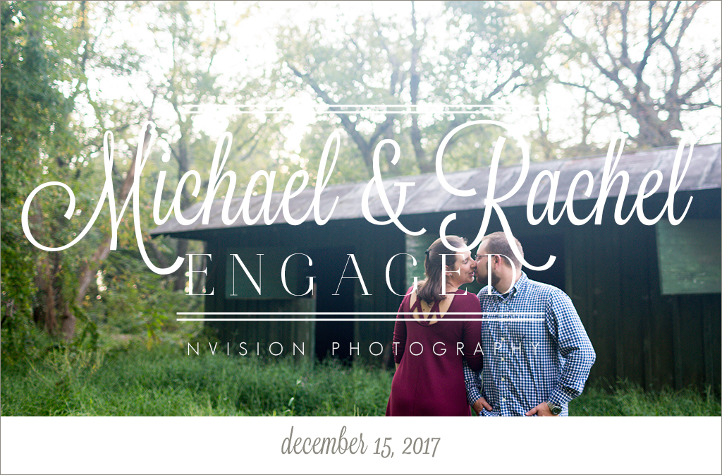 Engaged couple in front of horse stable